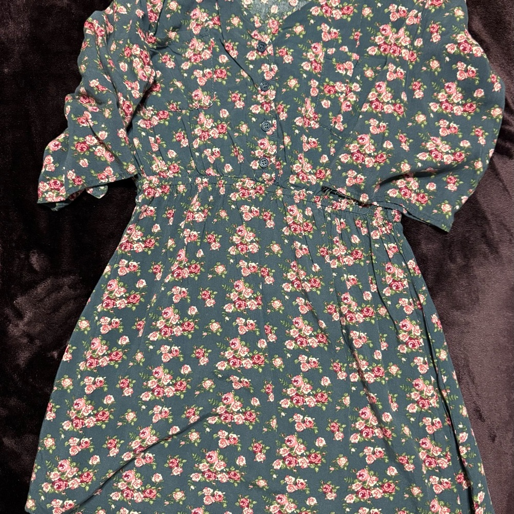 Floral Green Kids Dress